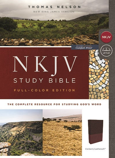 NKJV Study Bible, Leathersoft, Red, Full-Color, Thumb Indexed, Comfort Print