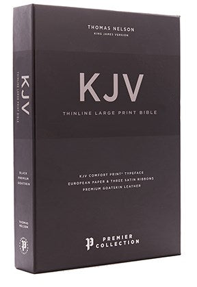 KJV Holy Bible: Large Print Thinline, Black Goatskin Leather, Premier collection, Red Letter, Comfort Print: King James Version