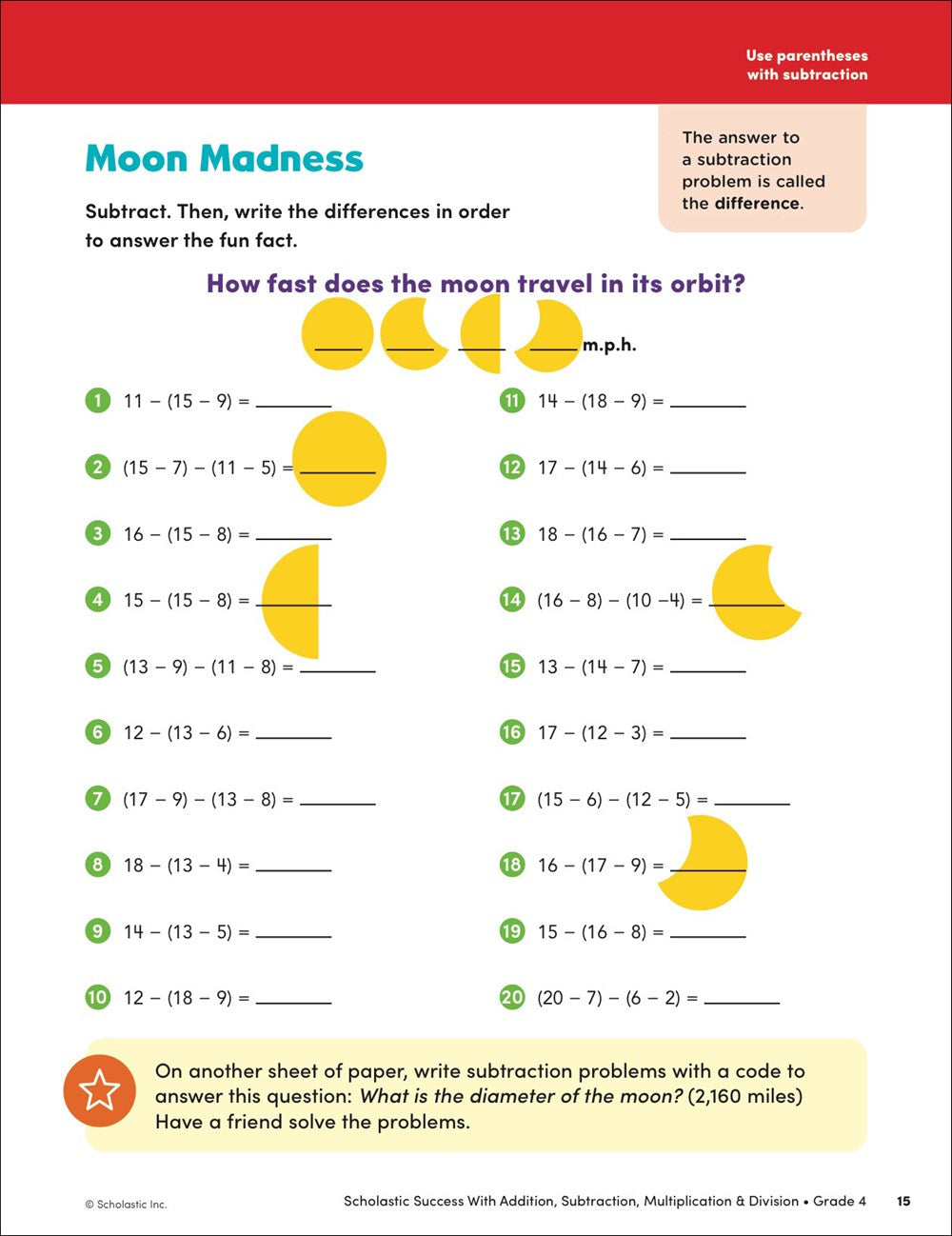 Scholastic Success with Addition, Subtraction, Multiplication & Division Grade 4 Workbook