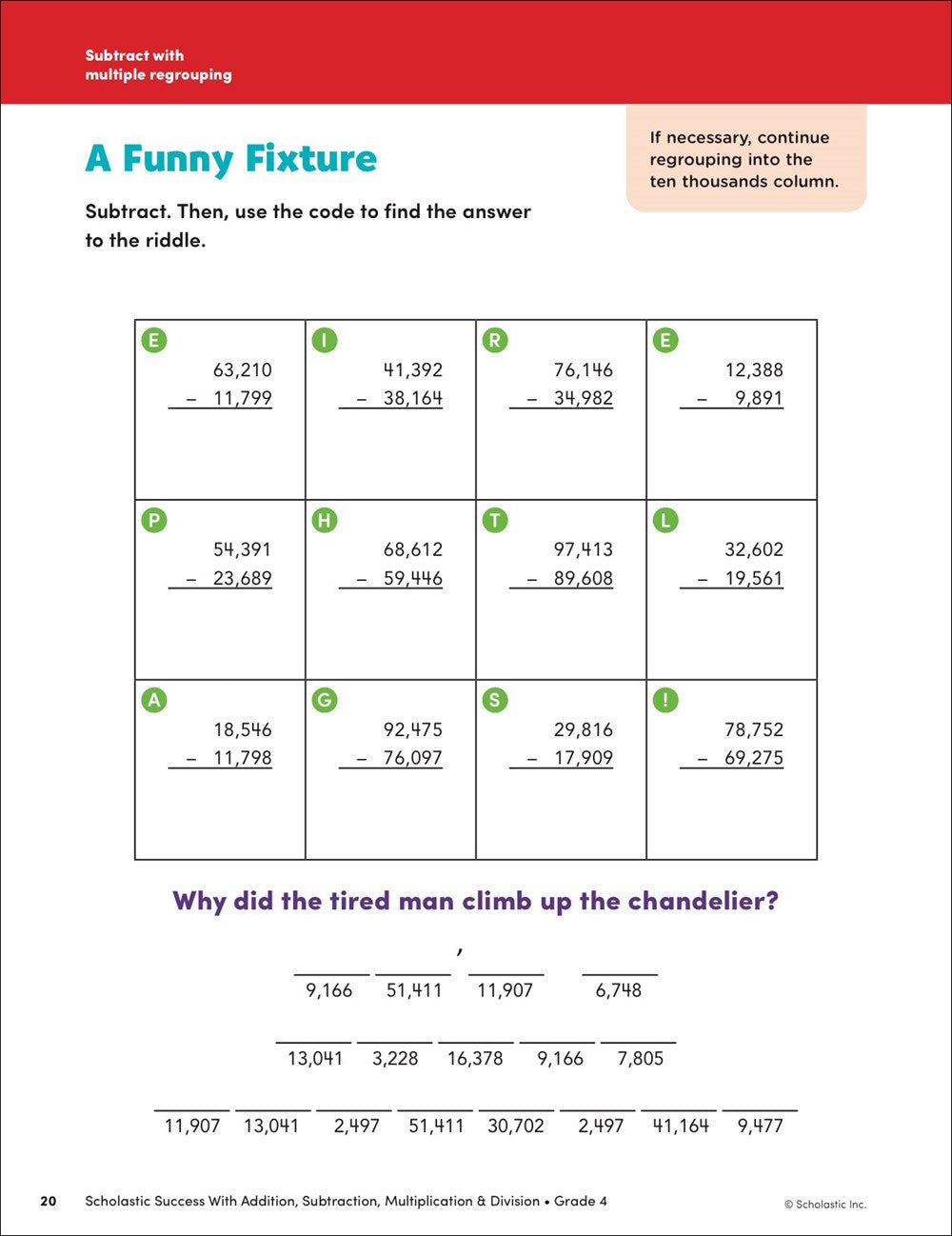 Scholastic Success with Addition, Subtraction, Multiplication & Division Grade 4 Workbook