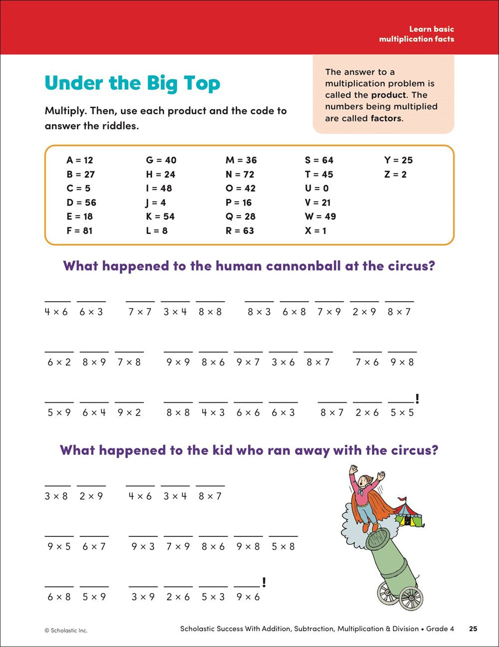 Scholastic Success with Addition, Subtraction, Multiplication & Division Grade 4 Workbook