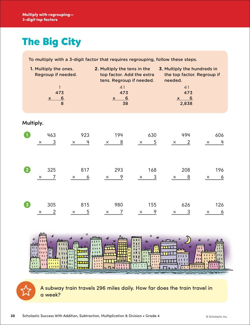 Scholastic Success with Addition, Subtraction, Multiplication & Division Grade 4 Workbook