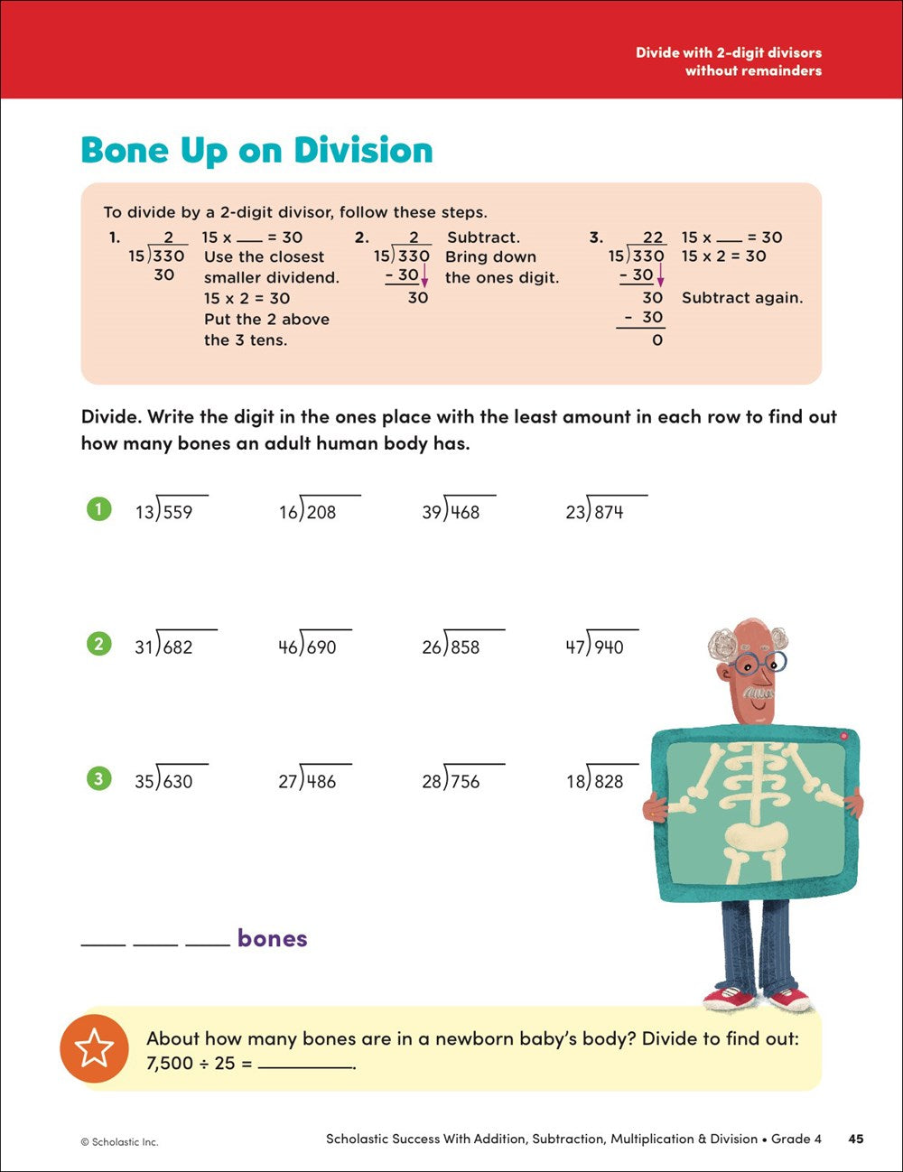 Scholastic Success with Addition, Subtraction, Multiplication & Division Grade 4 Workbook