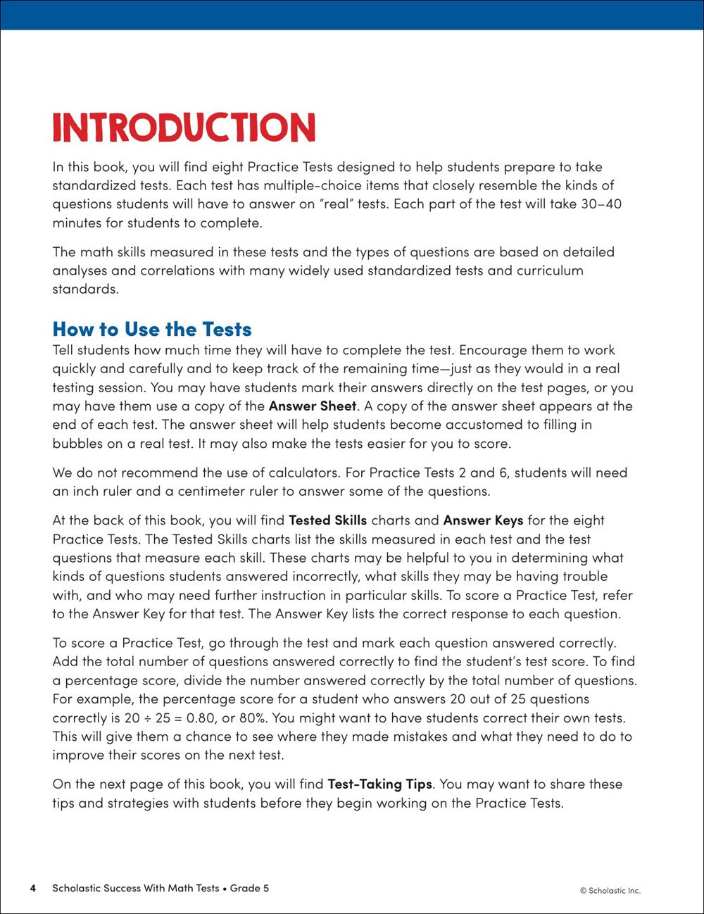 Scholastic Success with Math Tests Grade 5 Workbook