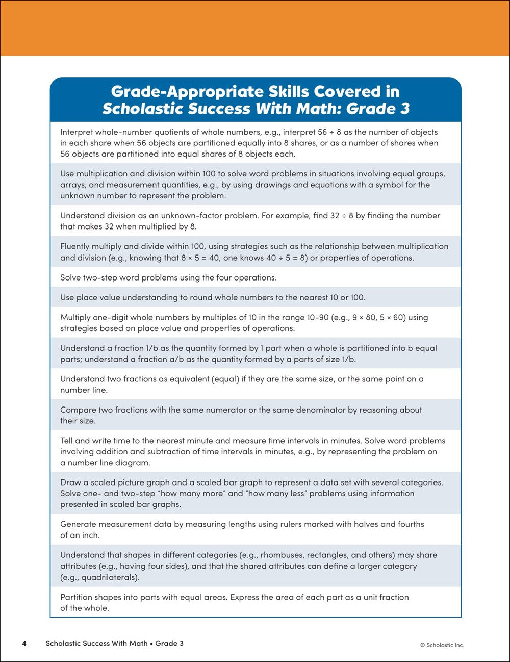 Scholastic Success with Math Grade 3 Workbook