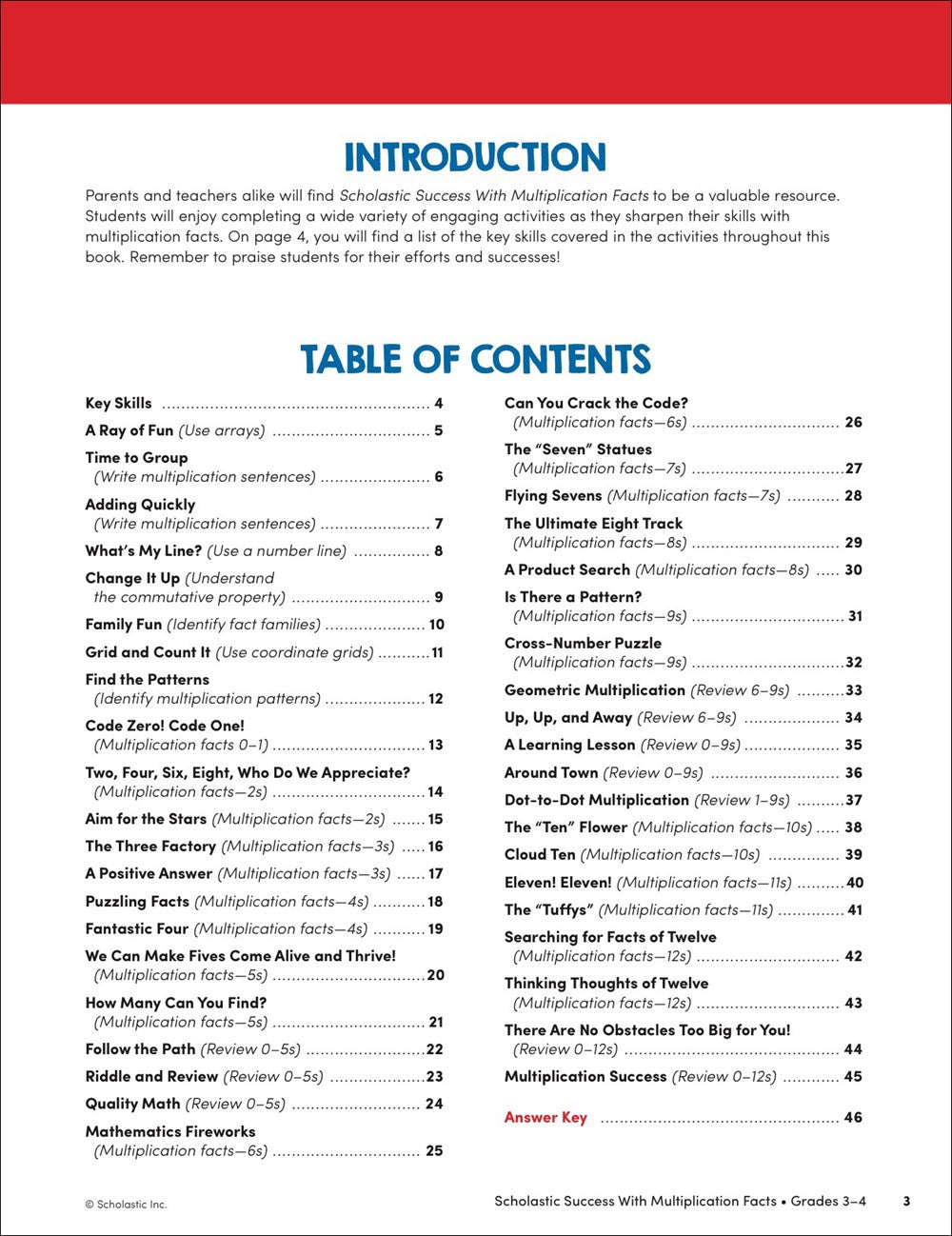 Scholastic Success with Multiplication Facts Grades 3-4 Workbook