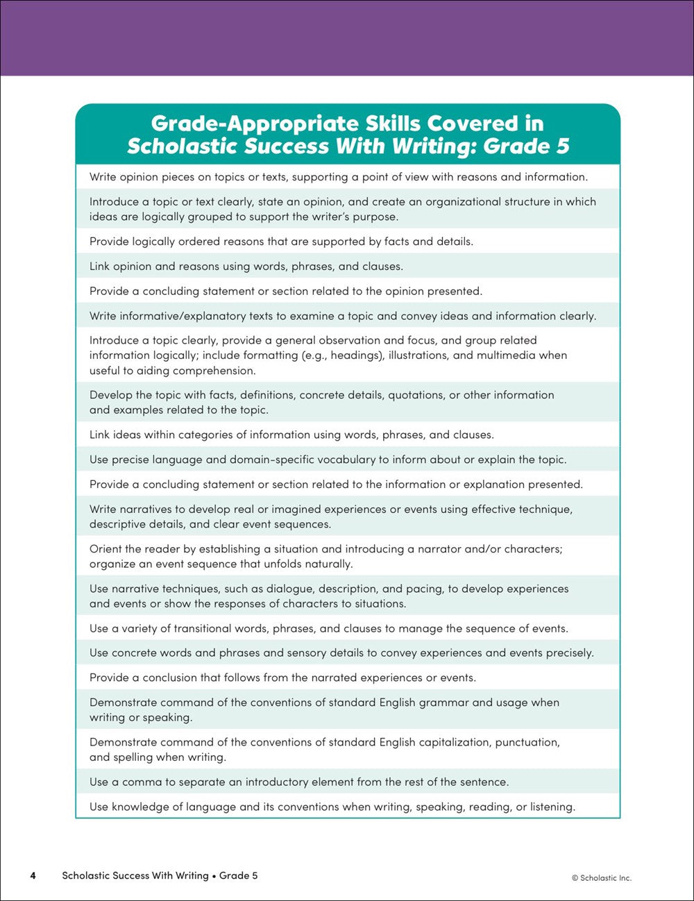 Scholastic Success with Writing Grade 5 Workbook