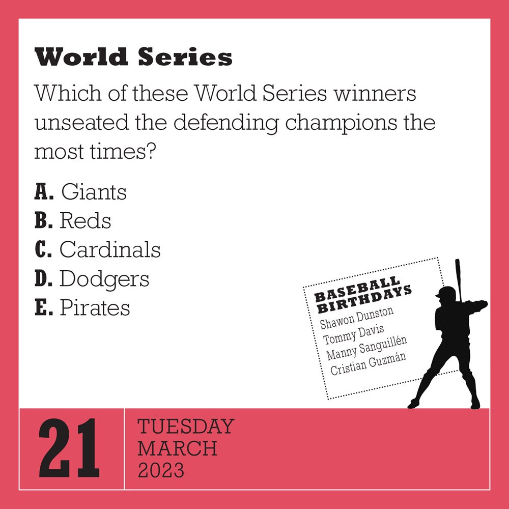 Year of Baseball Trivia! Page-A-Day Calendar 2023