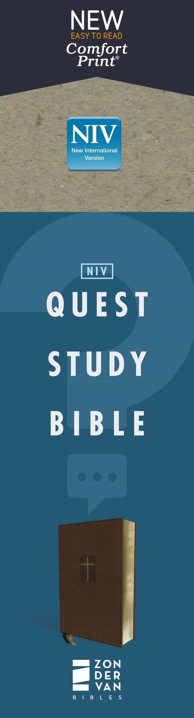 NIV, Quest Study Bible, Leathersoft, Brown, Thumb Indexed, Comfort Print