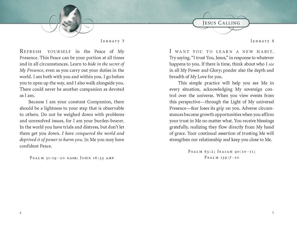 Jesus Calling, Teal Leathersoft, with Scripture References