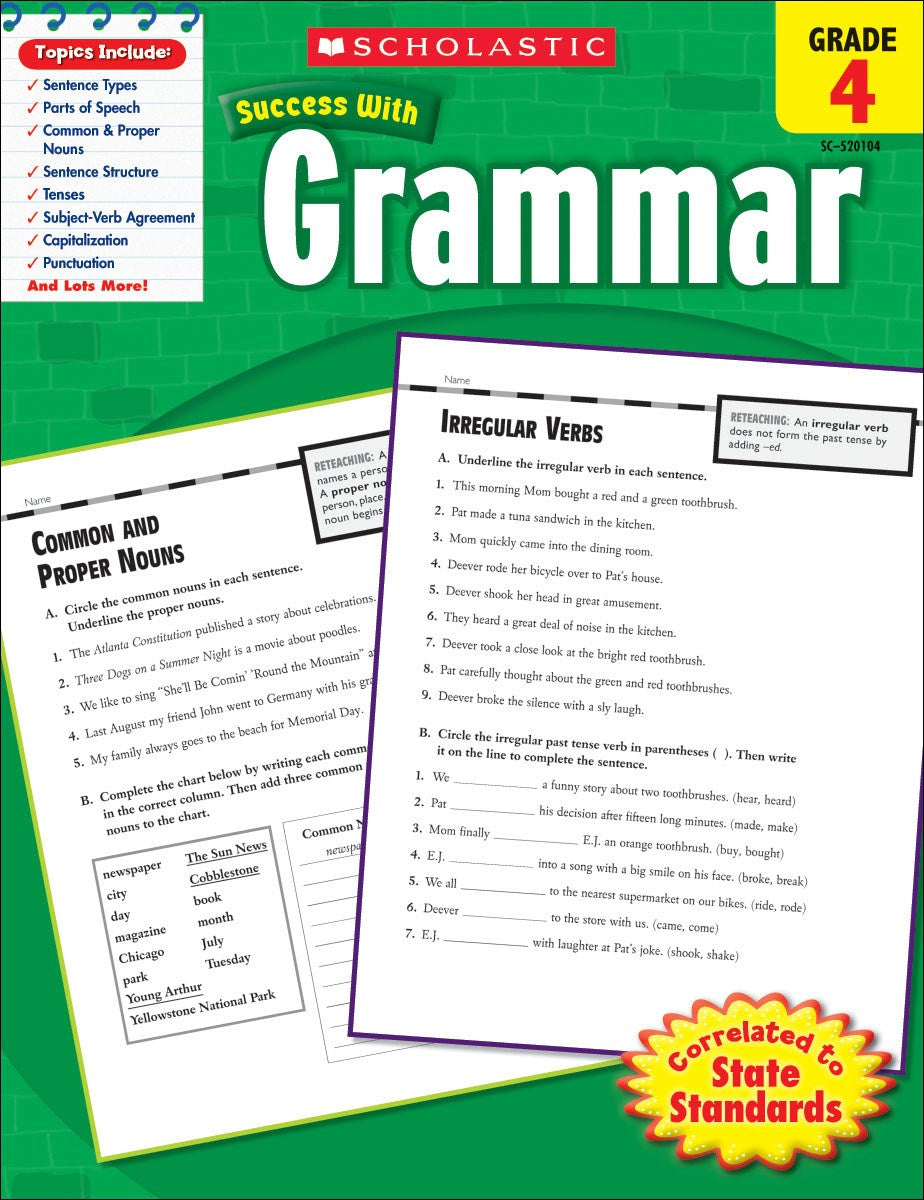 Scholastic Success With Grammar: Grade 4 Workbook