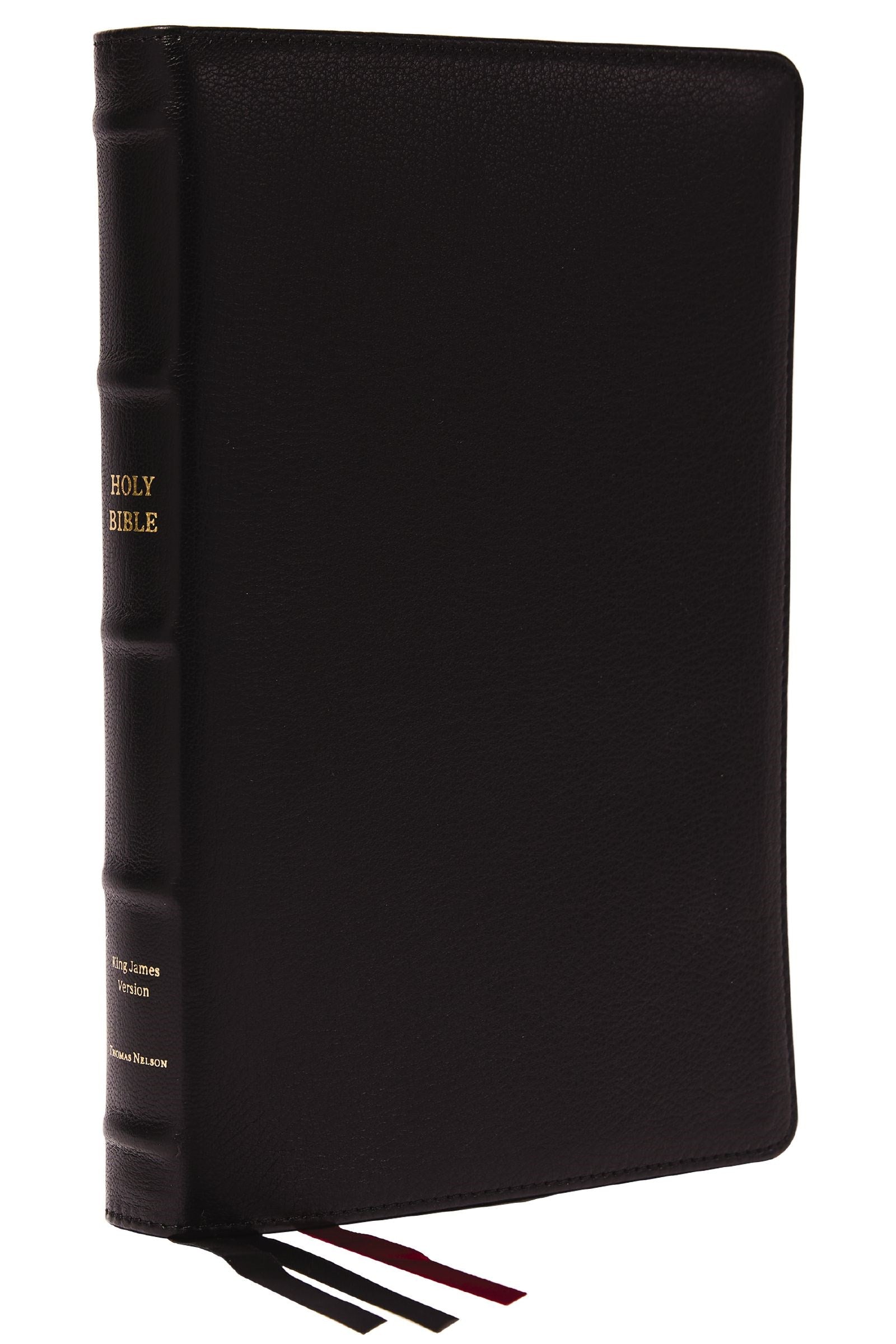 KJV, Thinline Bible, Large Print, Premium Goatskin Leather, Black, Premier Collection, Red Letter, Comfort Print: Holy Bible, King James Version