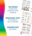 Spectrum 1st Grade Reading Comprehension Workbook, Ages 6 to 7, Reading Grade 1, Letters and Sounds, Sight Words Recognition, and Nonfiction and Fiction Passages - 158 Pages