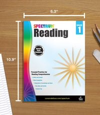 Spectrum 1st Grade Reading Comprehension Workbook, Ages 6 to 7, Reading Grade 1, Letters and Sounds, Sight Words Recognition, and Nonfiction and Fiction Passages - 158 Pages