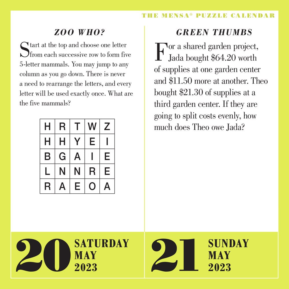 Mensa 365 Brain Puzzlers Page-A-Day Calendar 2023