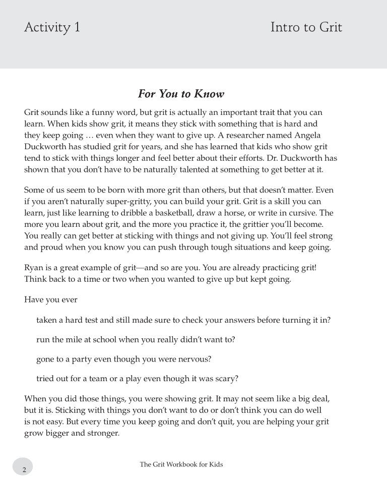 The Grit Workbook for Kids