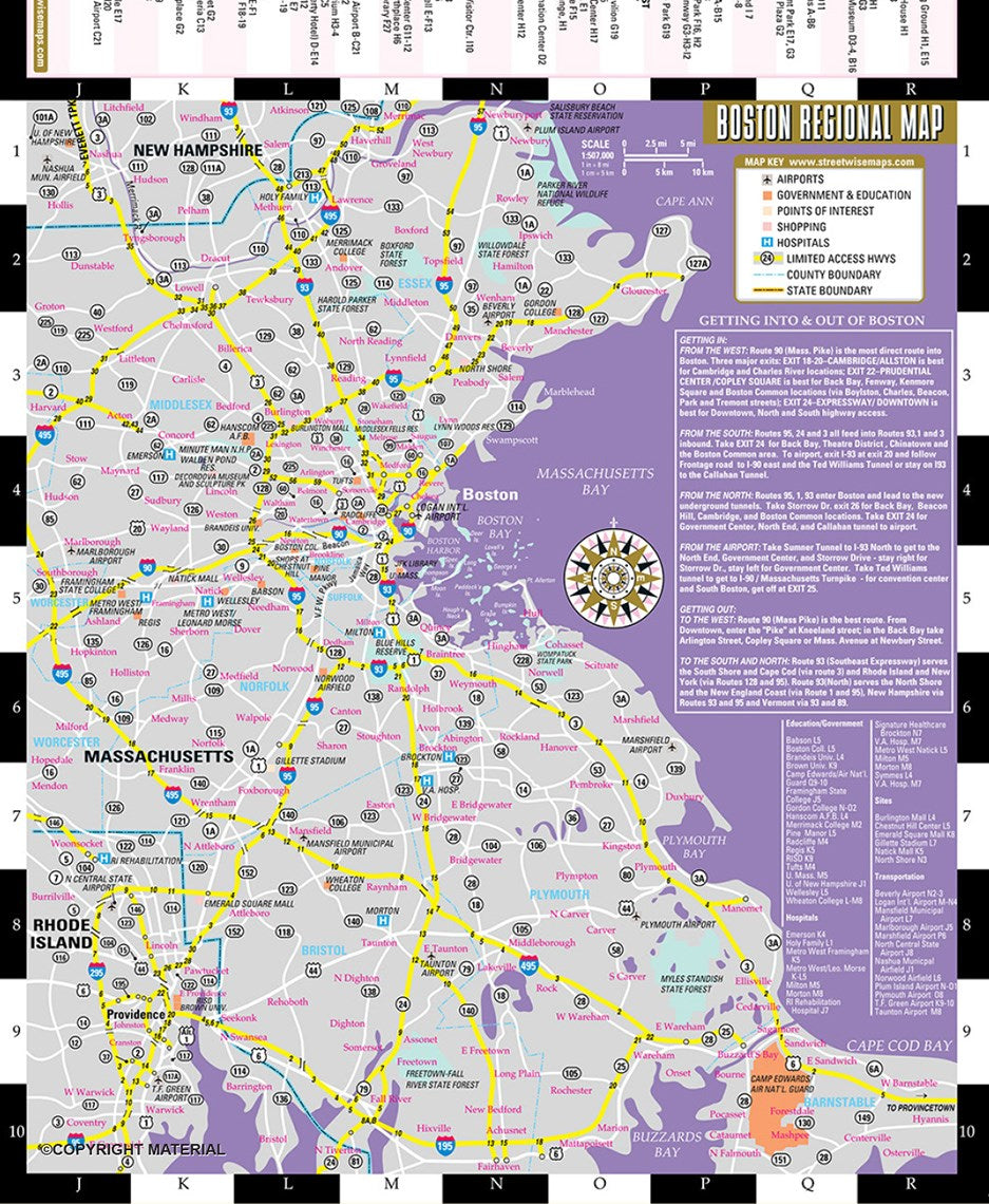 Streetwise Boston Map - Laminated City Center Street Map of Boston, Massachusetts