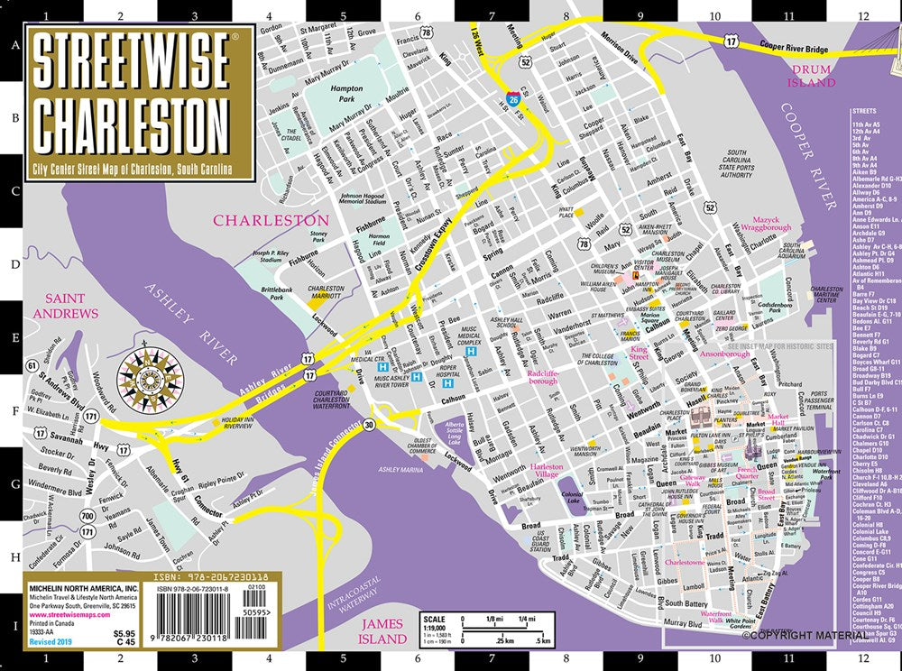 Streetwise Charleston Map - Laminated City Center Street Map of Charleston, South Carolina