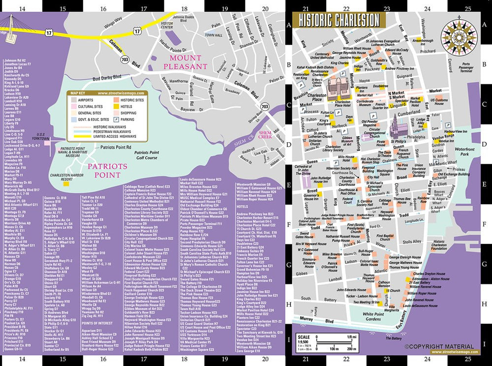 Streetwise Charleston Map - Laminated City Center Street Map of Charleston, South Carolina