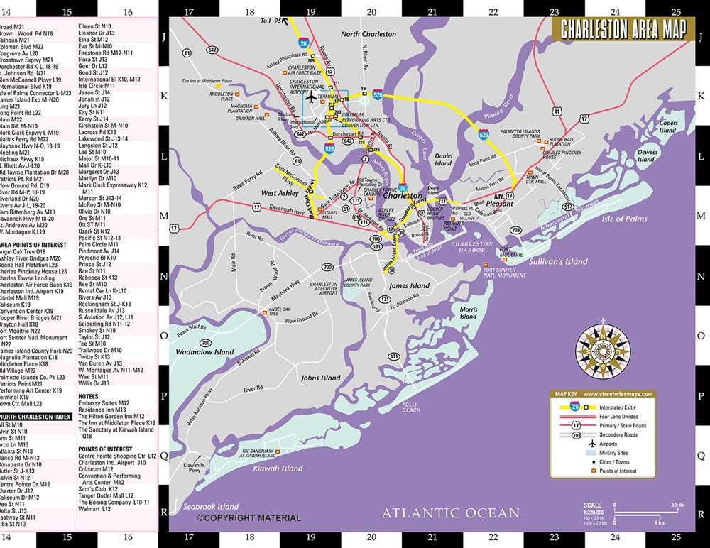Streetwise Charleston Map - Laminated City Center Street Map of Charleston, South Carolina