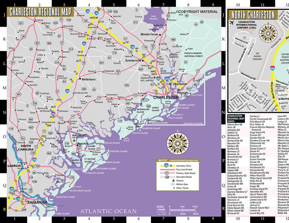Streetwise Charleston Map - Laminated City Center Street Map of Charleston, South Carolina