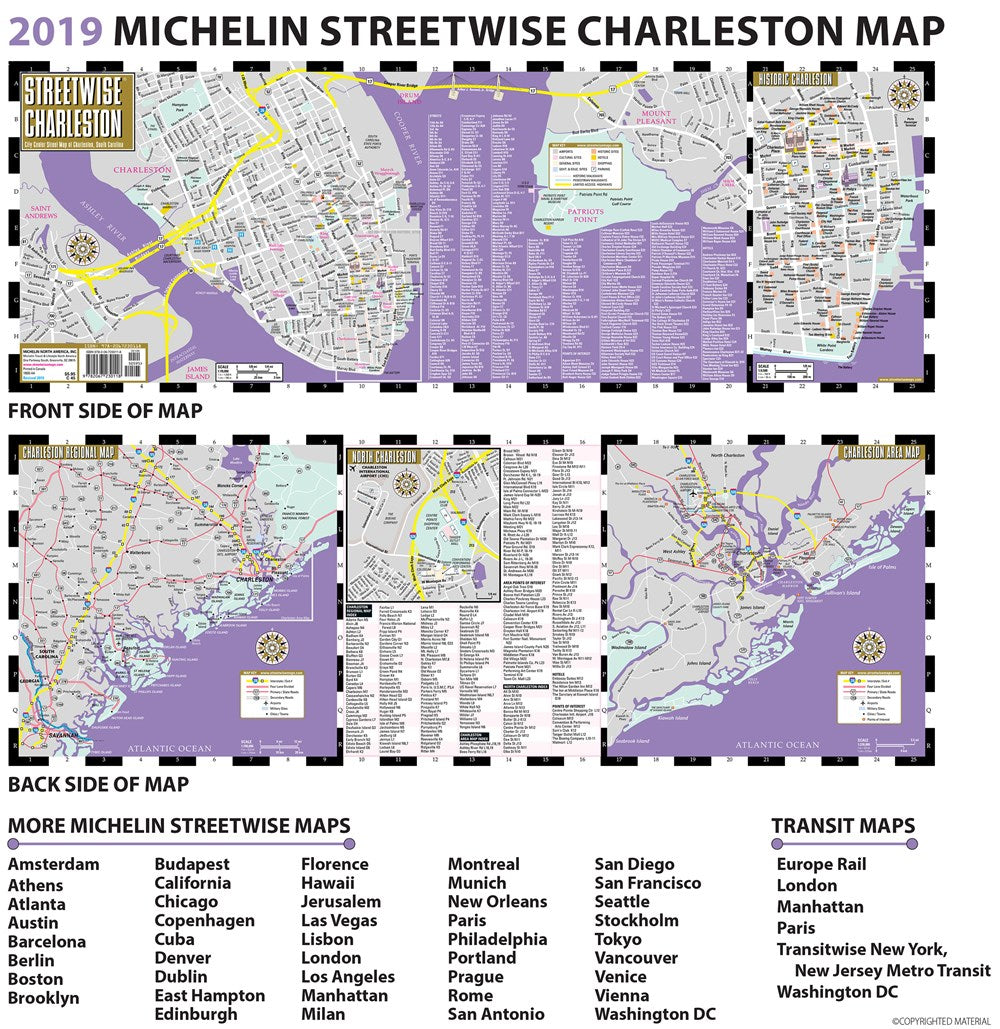 Streetwise Charleston Map - Laminated City Center Street Map of Charleston, South Carolina